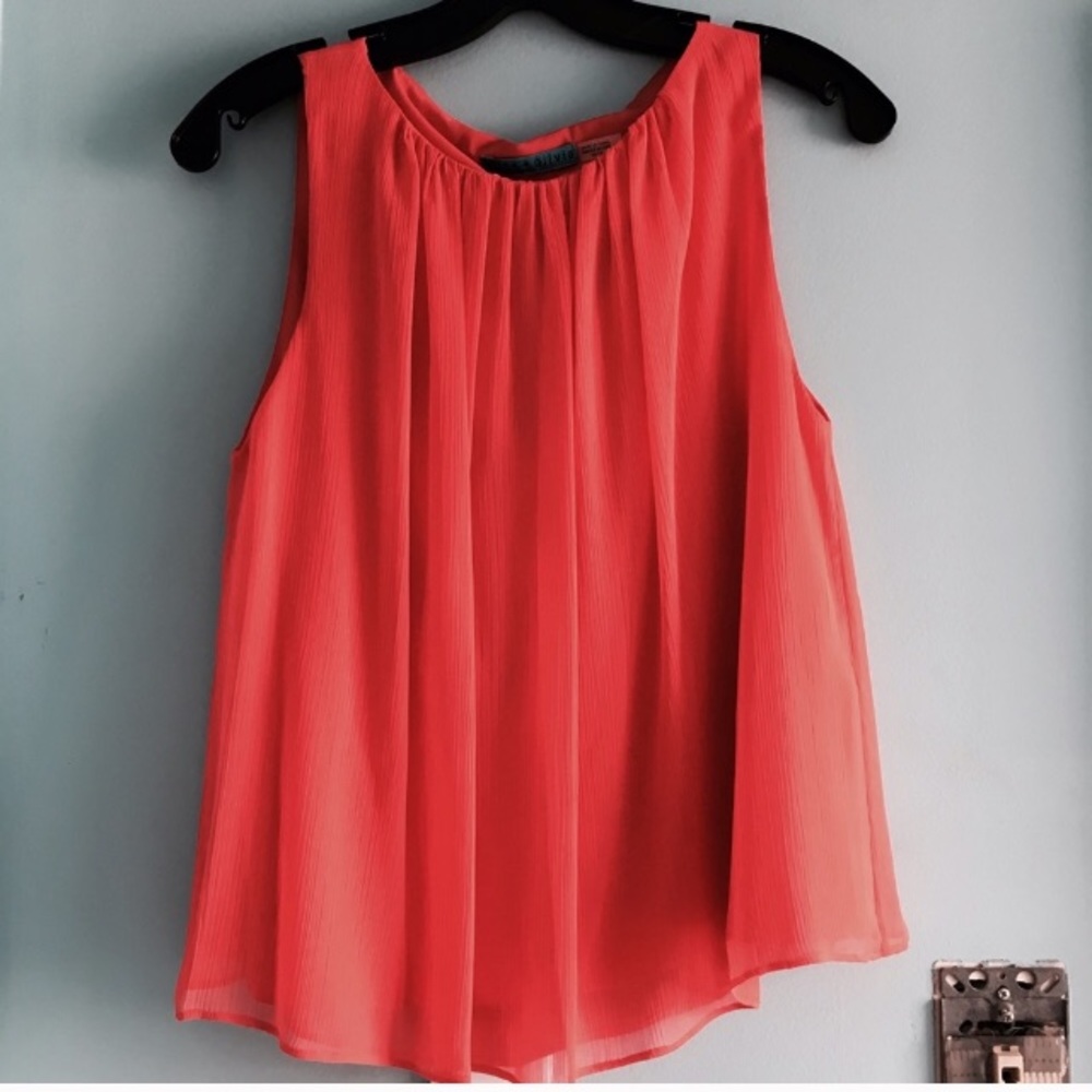 💝Alice + Olivia Crinkled Silk Chiffon Tank